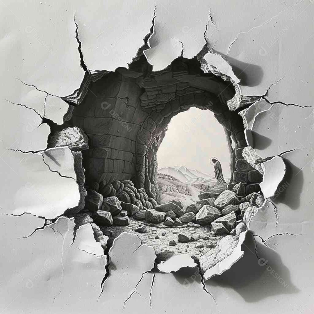 Caverna do renascimento de jesus através de um pequeno buraco