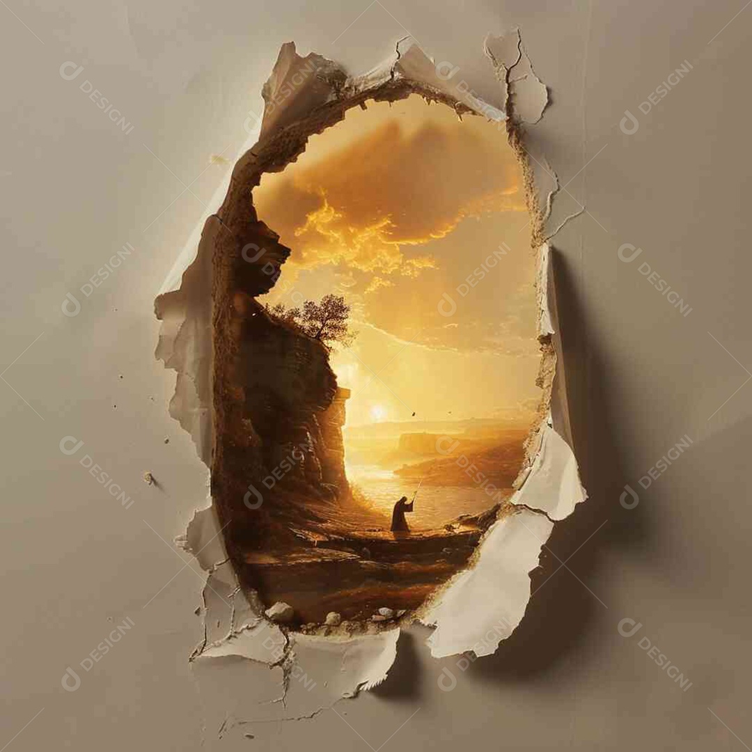 Caverna do renascimento de jesus através de um pequeno buraco