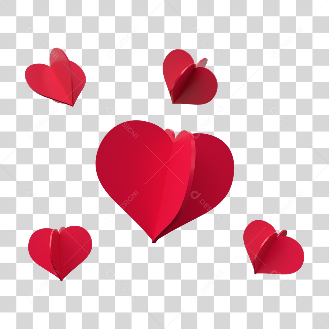 Elemento 3D Coração PNG Transparente