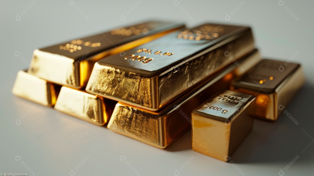 Barra de ouro sobre mesa branca.