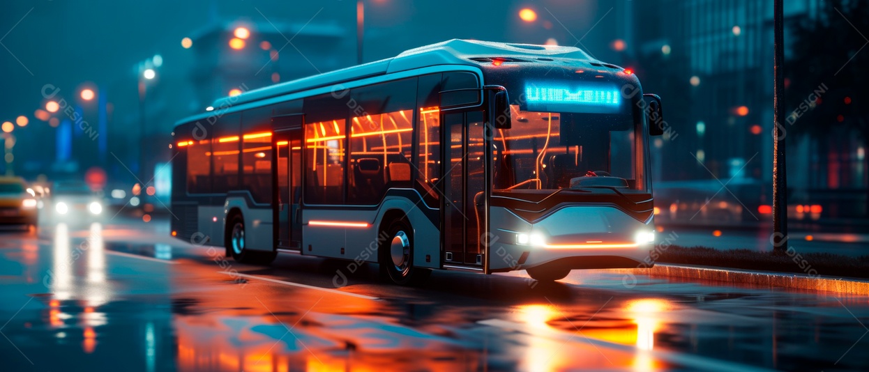 Ônibus de transporte de passageiros. IA generativa.