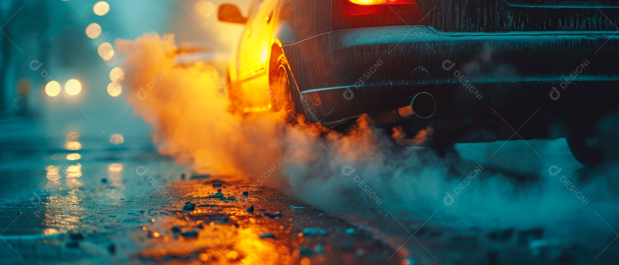 Poluição, vapores tóxicos, toxinas dos carros. IA generativa.