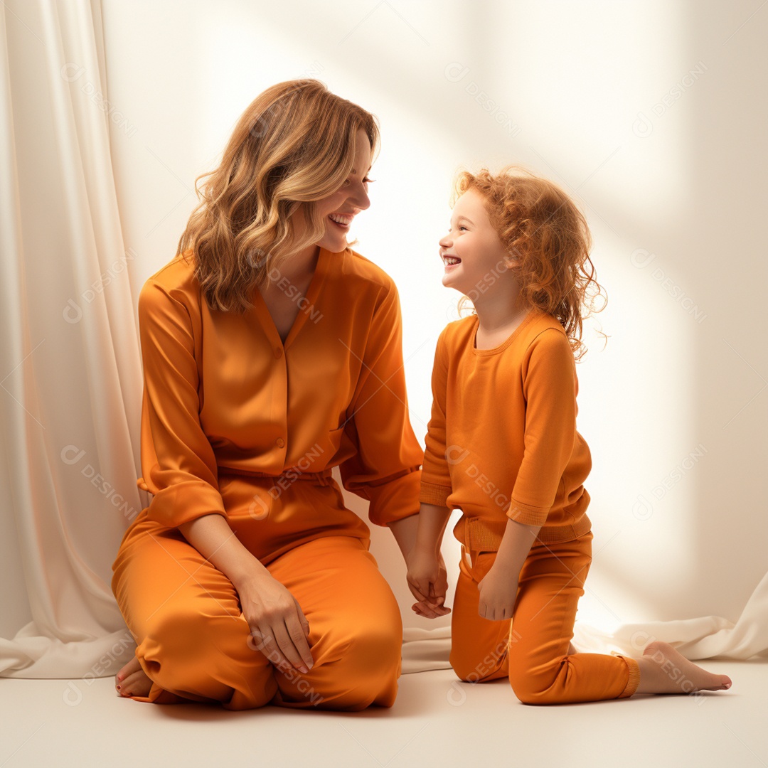 Mulher ao lado de sua linda filha felizes sorridentes