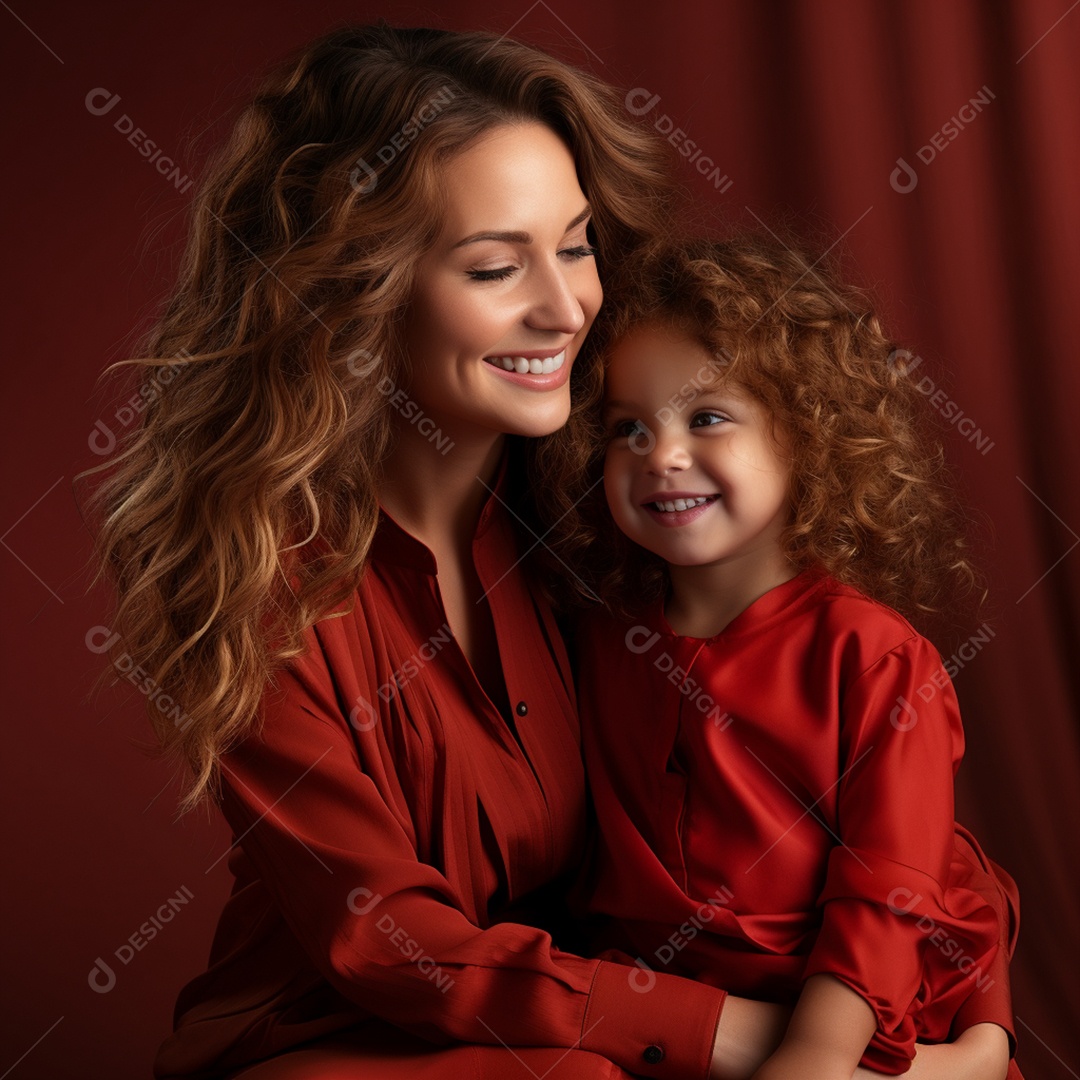 Mulher ao lado de sua linda filha felizes sorridentes