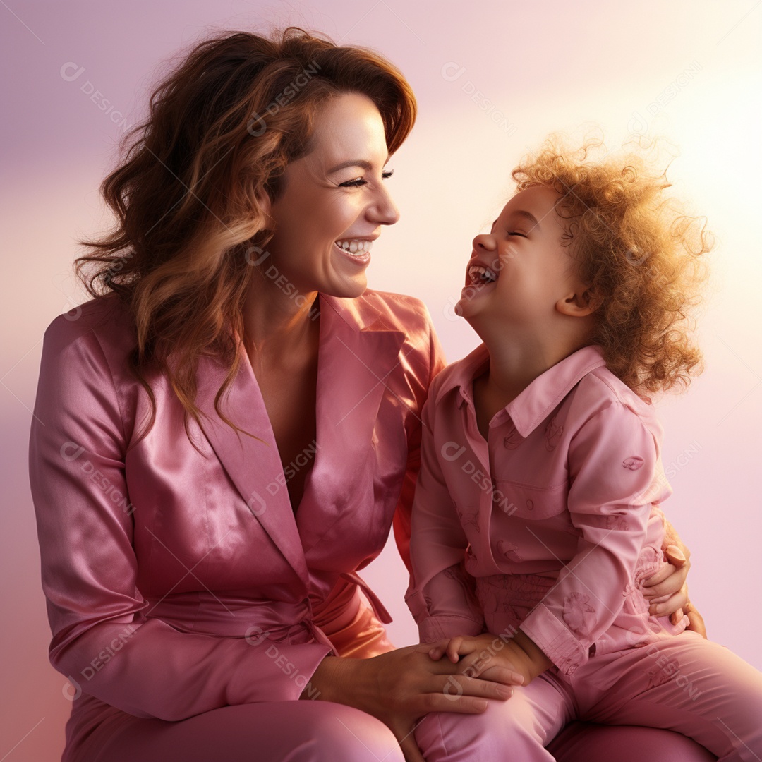 Mulher ao lado de sua linda filha felizes sorridentes