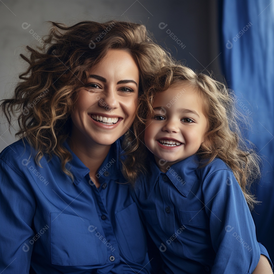 Mulher ao lado de sua linda filha felizes sorridentes