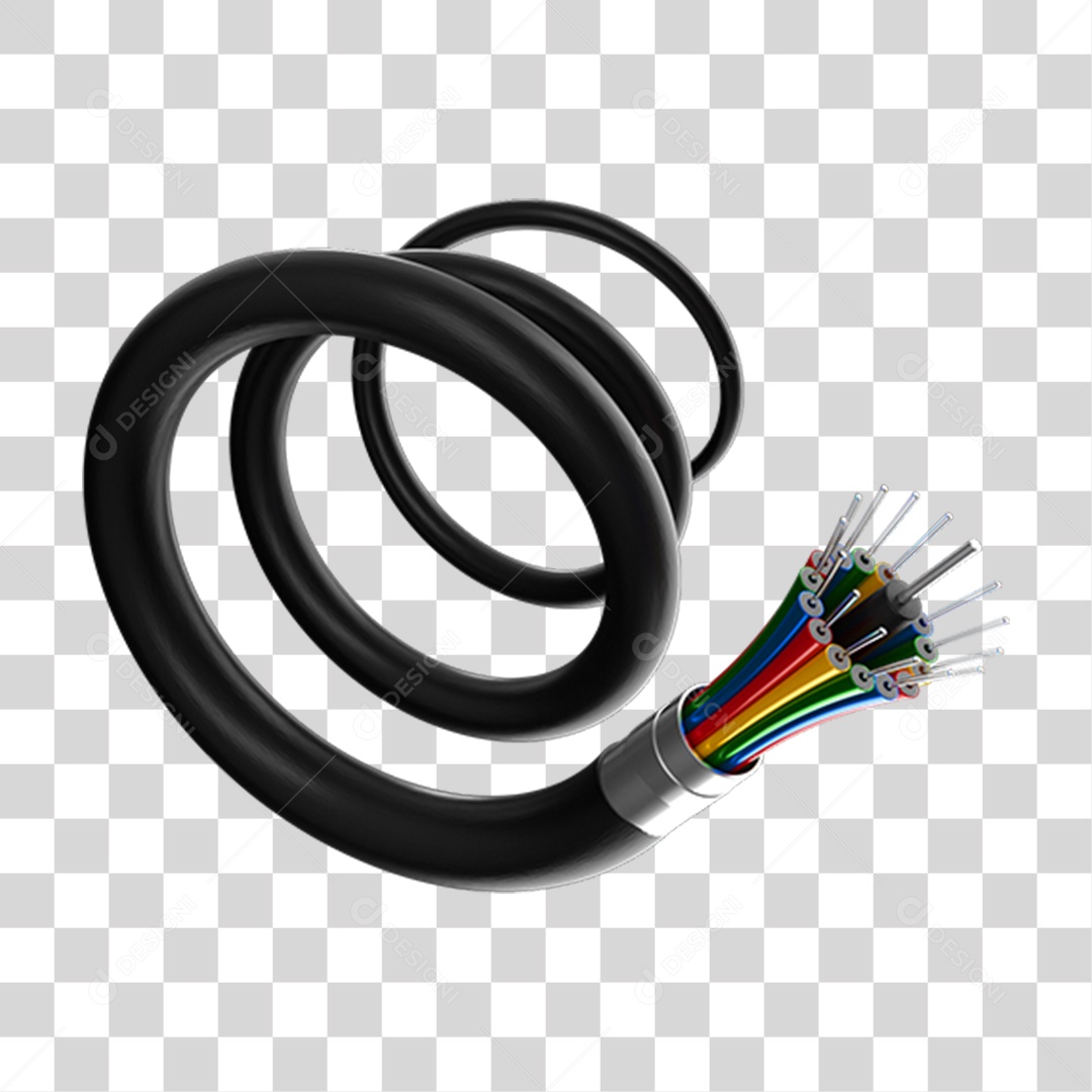 Elemento 3D Cabo de Fibra Óptica PNG Transparente