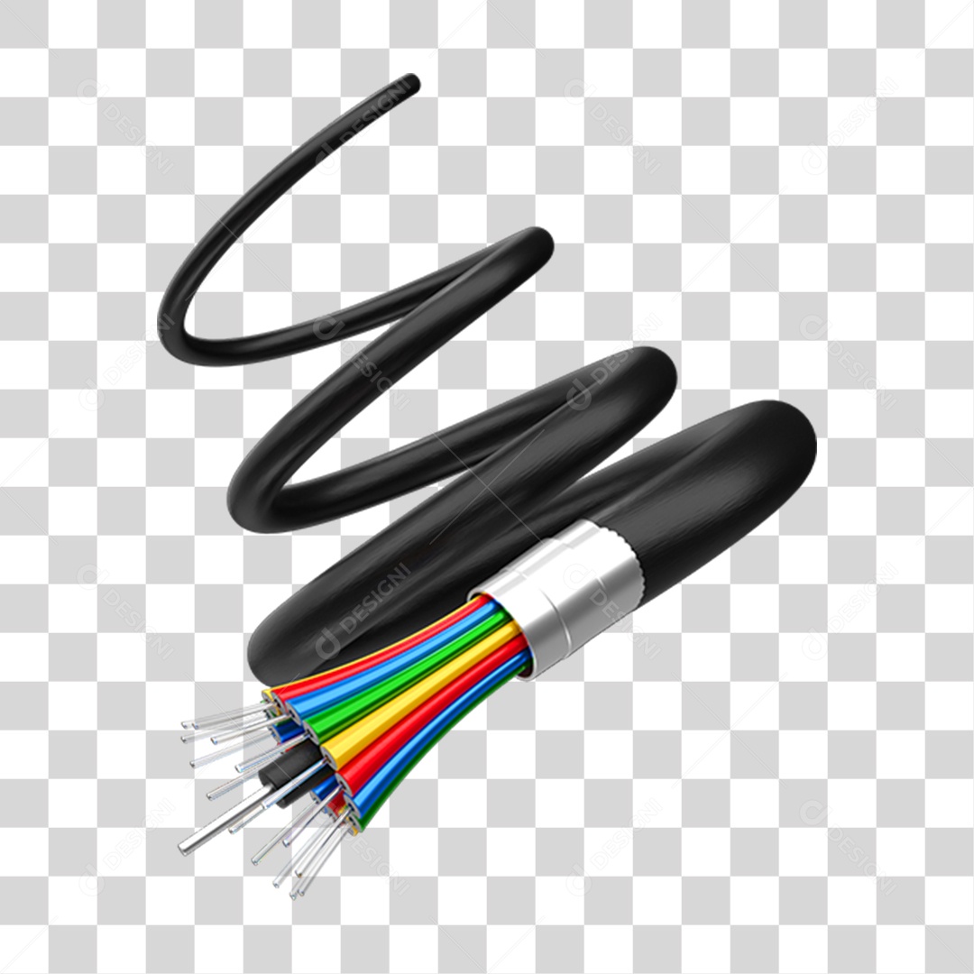 Elemento 3D Cabo de Fibra Óptica PNG Transparente