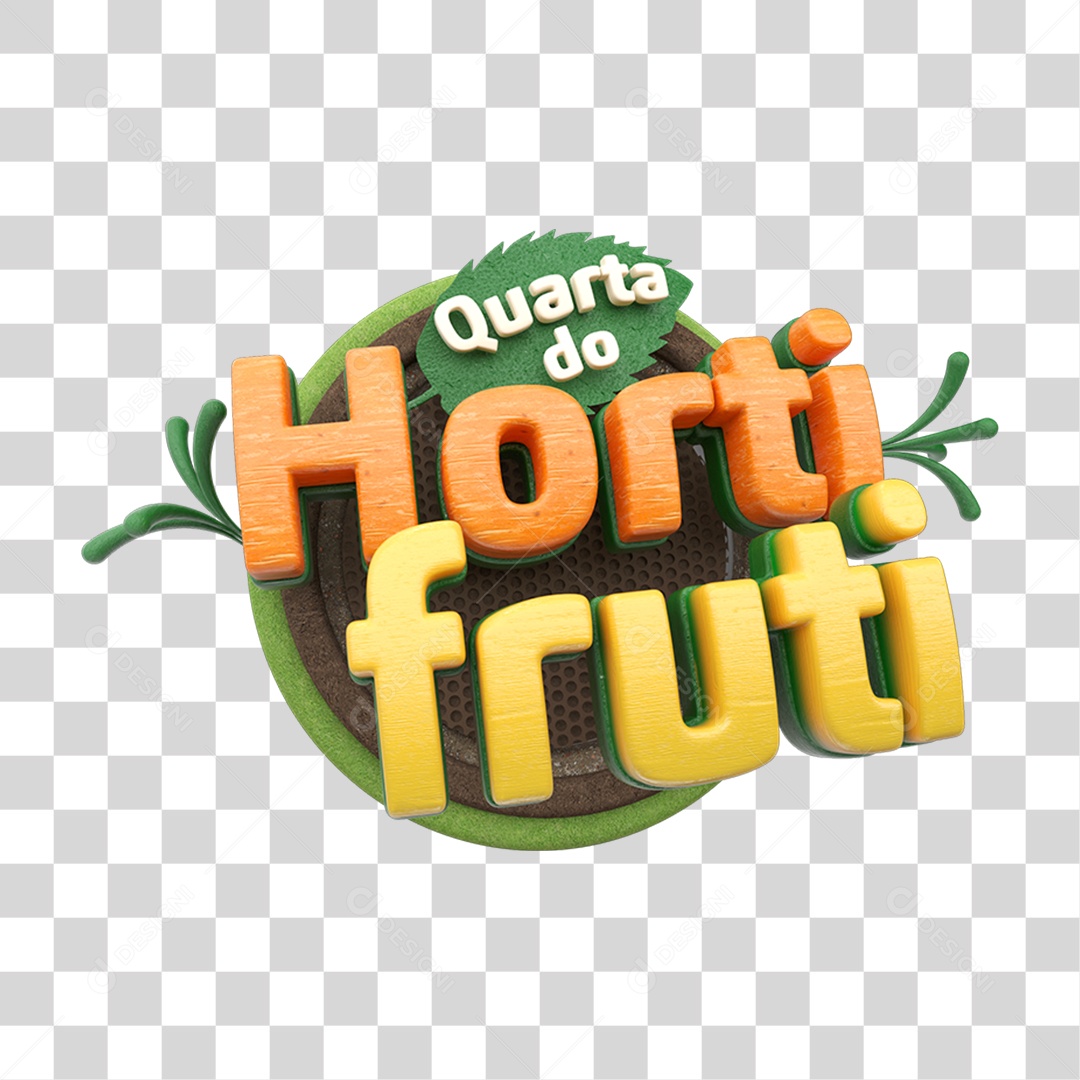 Selo 3D Quarta do Hortifrúti PNG Transparente