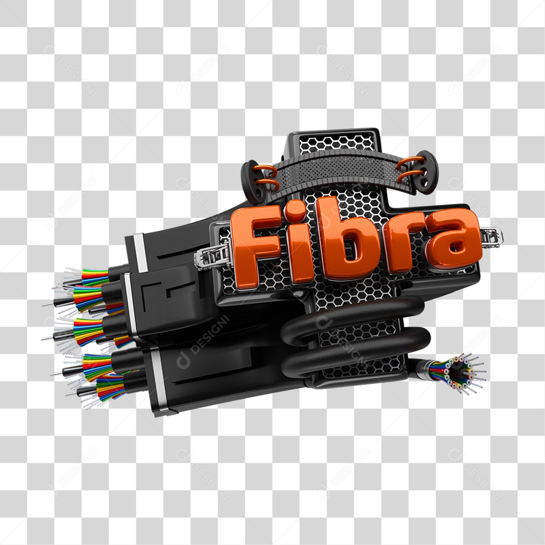 Selo 3D Fibras Internet PNG Transparente