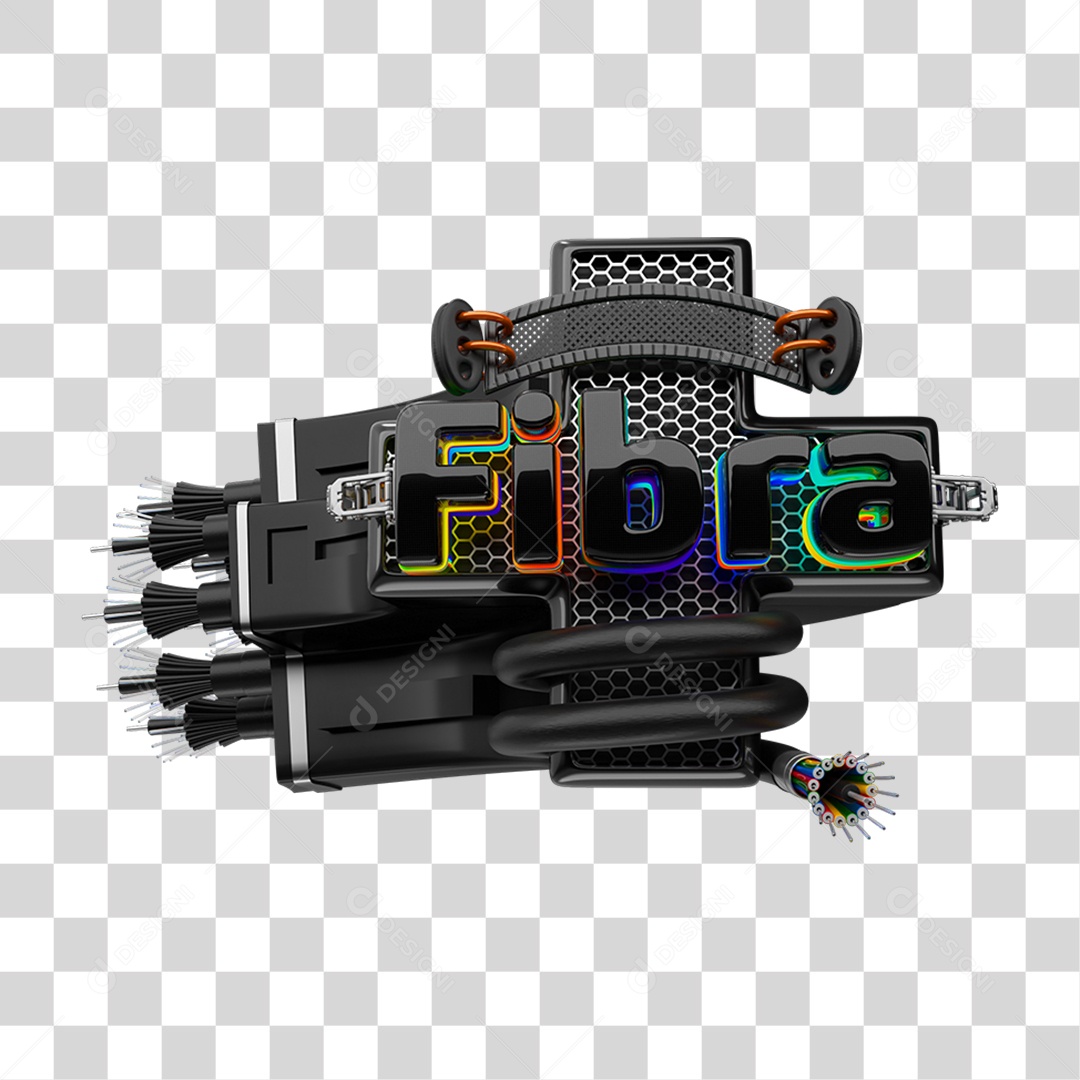 Selo 3D Fibras Internet PNG Transparente