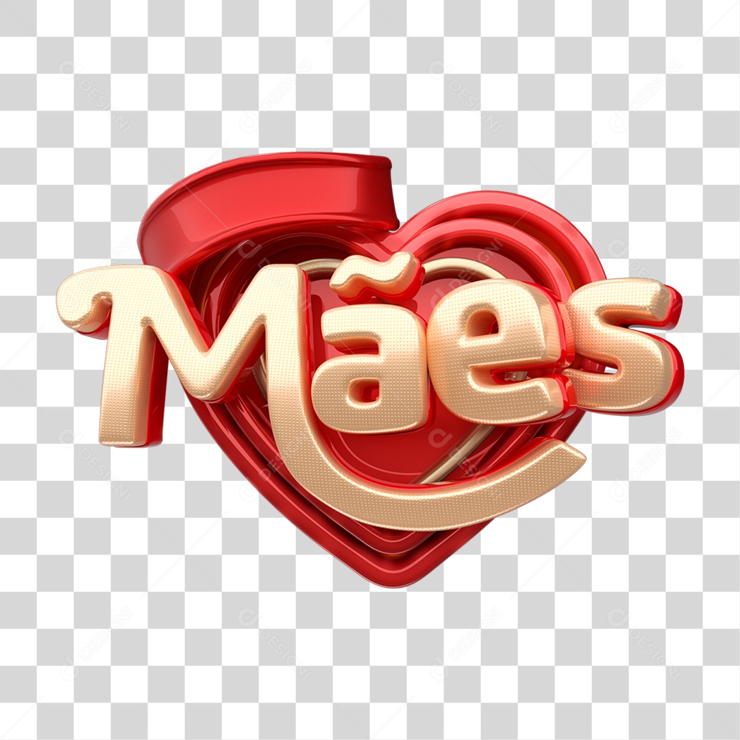 Selo 3D Mães para Composição PNG Transparente