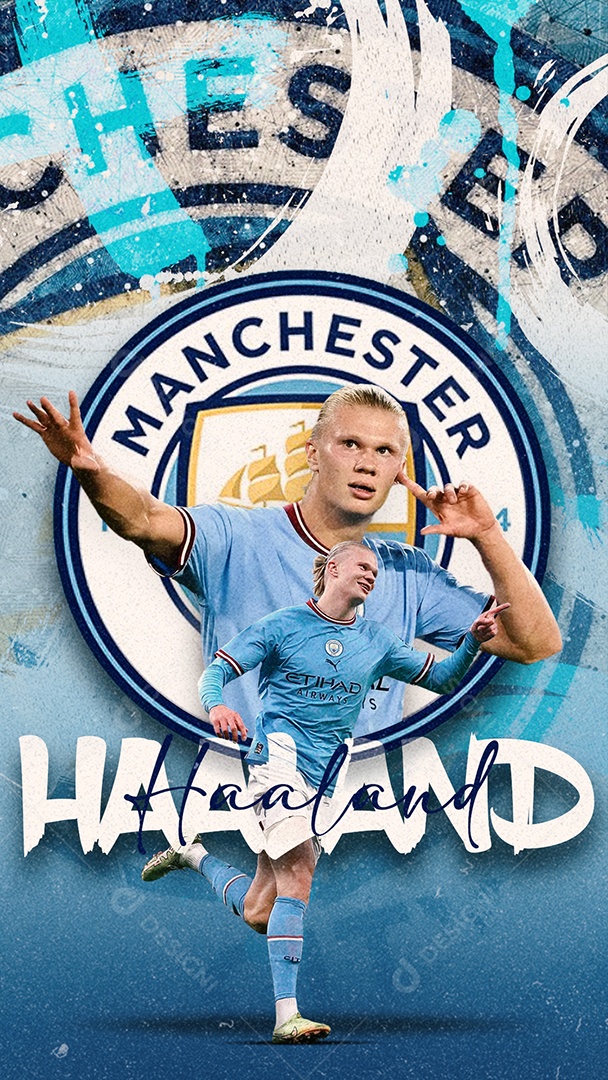 Story Jogador de Futebol Haaland Manchester City Social Media PSD Editável