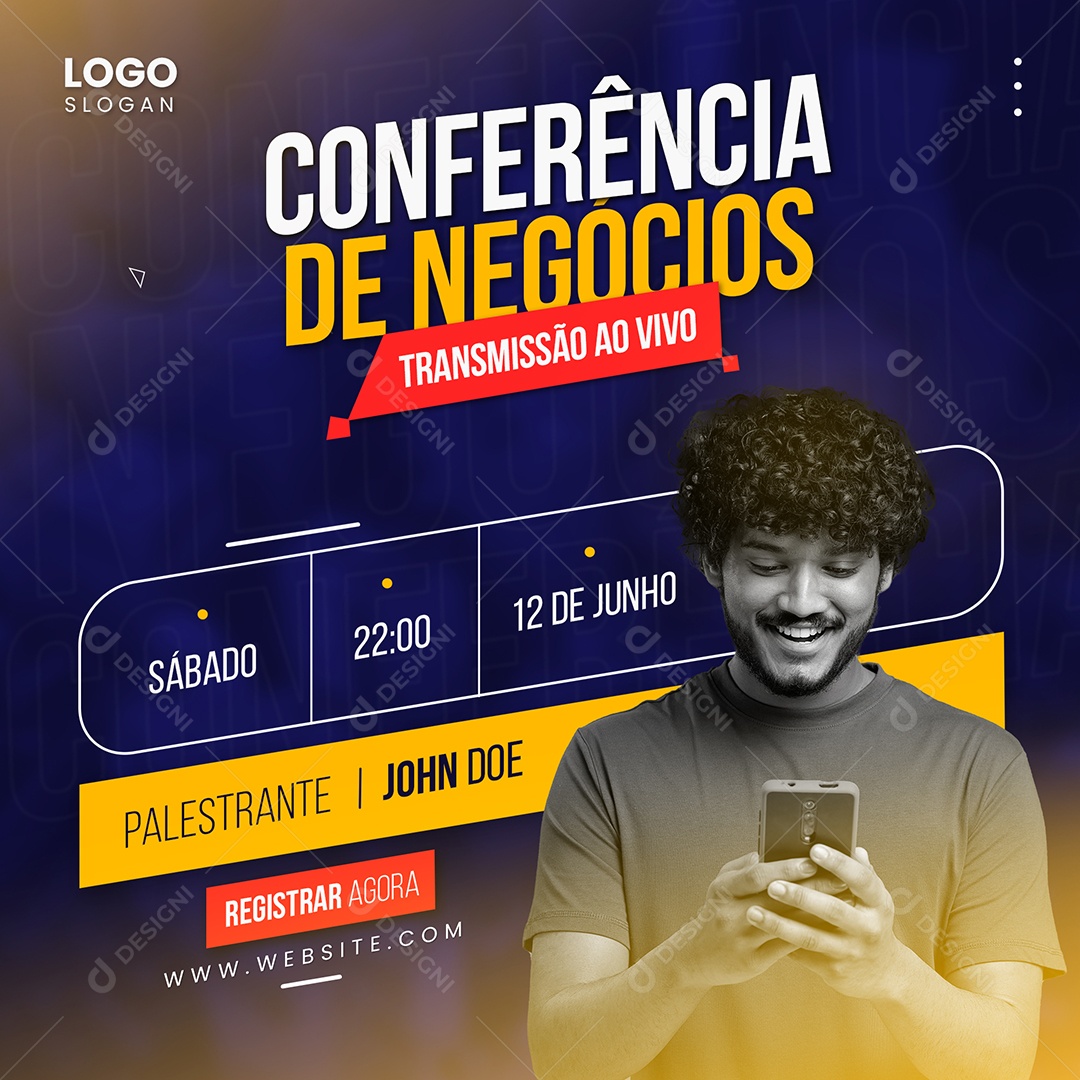 Conferência de Negócios Transmissão Ao Vivo Social Media PSD Editável