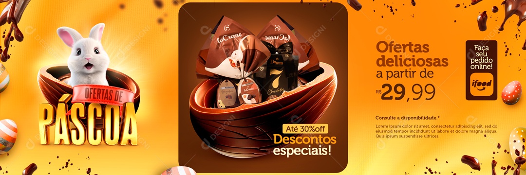 Carrossel Ofertas de Páscoa Deliciosas para Você Descontos Especiais Social Media PSD Editável
