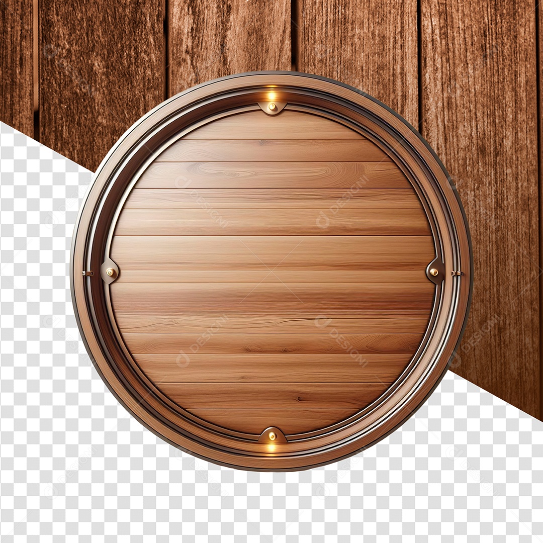 Elemento 3D Painel Madeira para Composição PSD