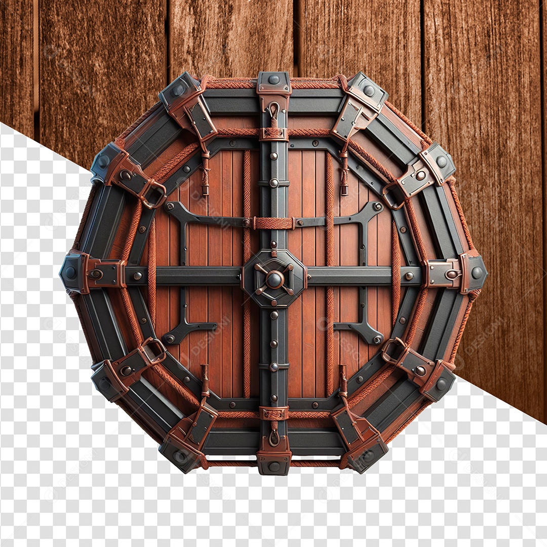 Elemento 3D Painel Madeira para Composição PSD