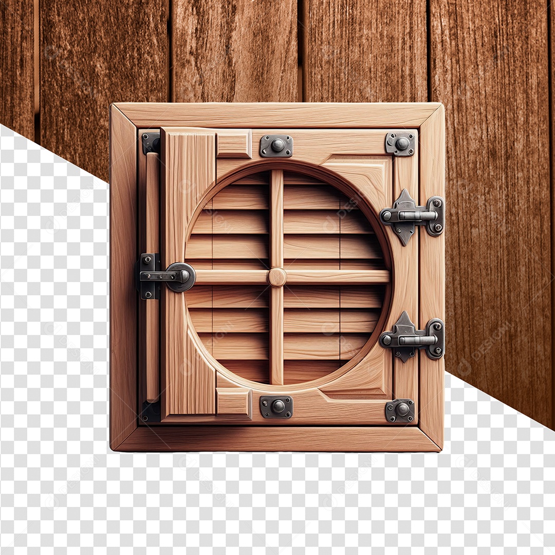 Painel Elemento 3D Madeira para Composição PSD