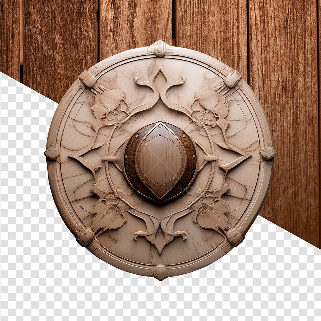 Elemento 3D de Madeira para Composição PSD