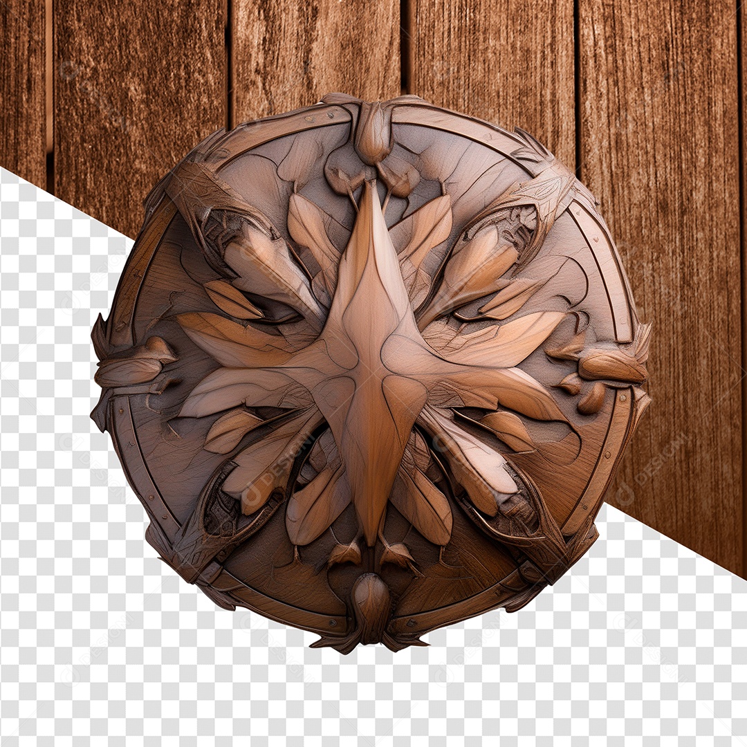 Elemento 3D de Madeira para Composição PSD