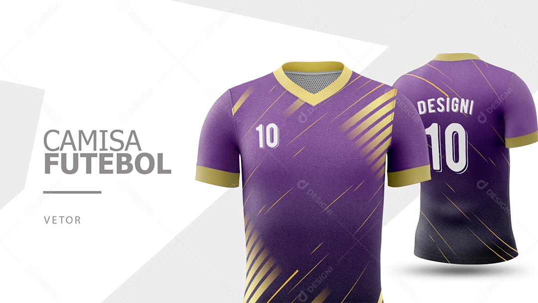 Camisa de Futebol Frente e Verso Roxo e Dourado Vetor EPS