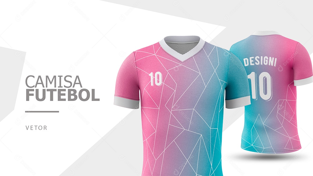 Camisa de Futebol Frente e Verso Rosa e Azul Vetor EPS