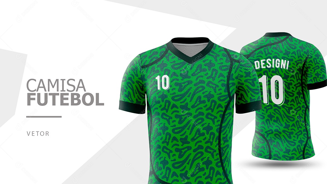 Camisa de Futebol Frente e Verso Verde e Preto Vetor EPS