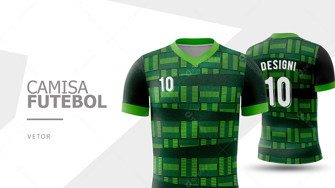 Camisa de Futebol Frente e Verso Verde Vetor EPS