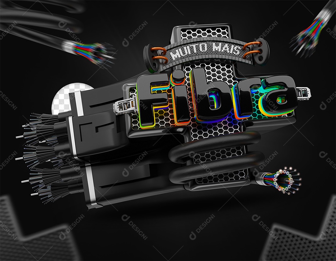 Internet Mais Fibra Selo 3D para Composição PSD