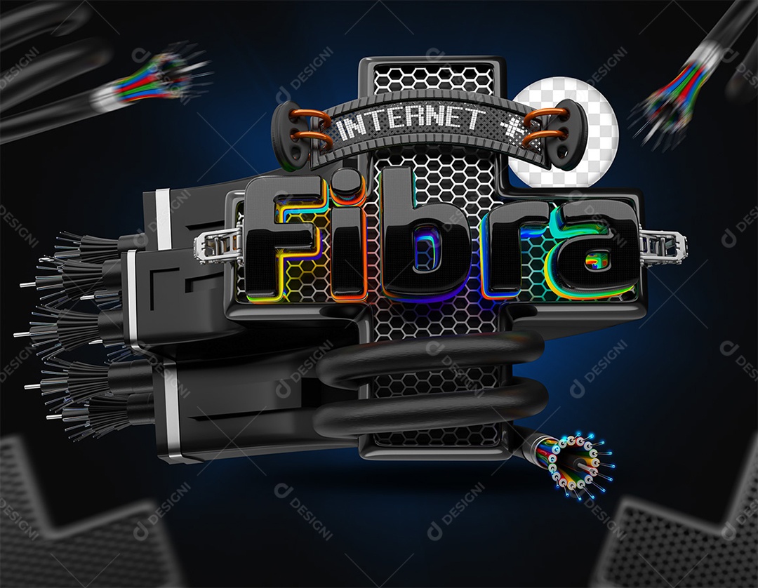 Internet Mais Fibra Selo 3D para Composição PSD