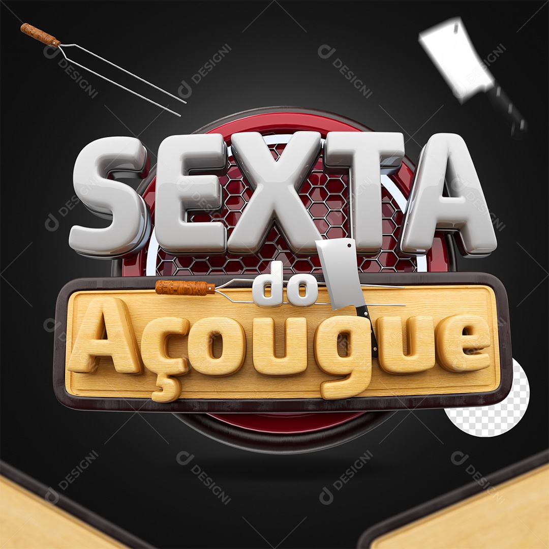 Selo 3D Sexta do Açougue para Composição PSD