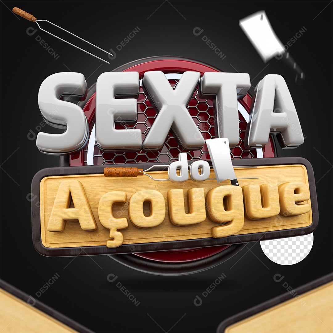 Sexta do Açougue Selo 3D para Composição PSD