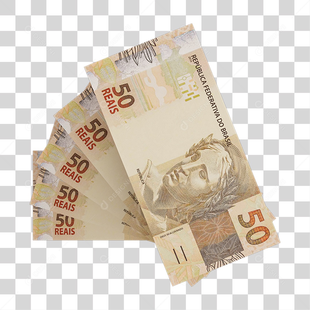 Cédula Nota Dinheiro de 50 Reais Real Brasileiro PNG Transparente