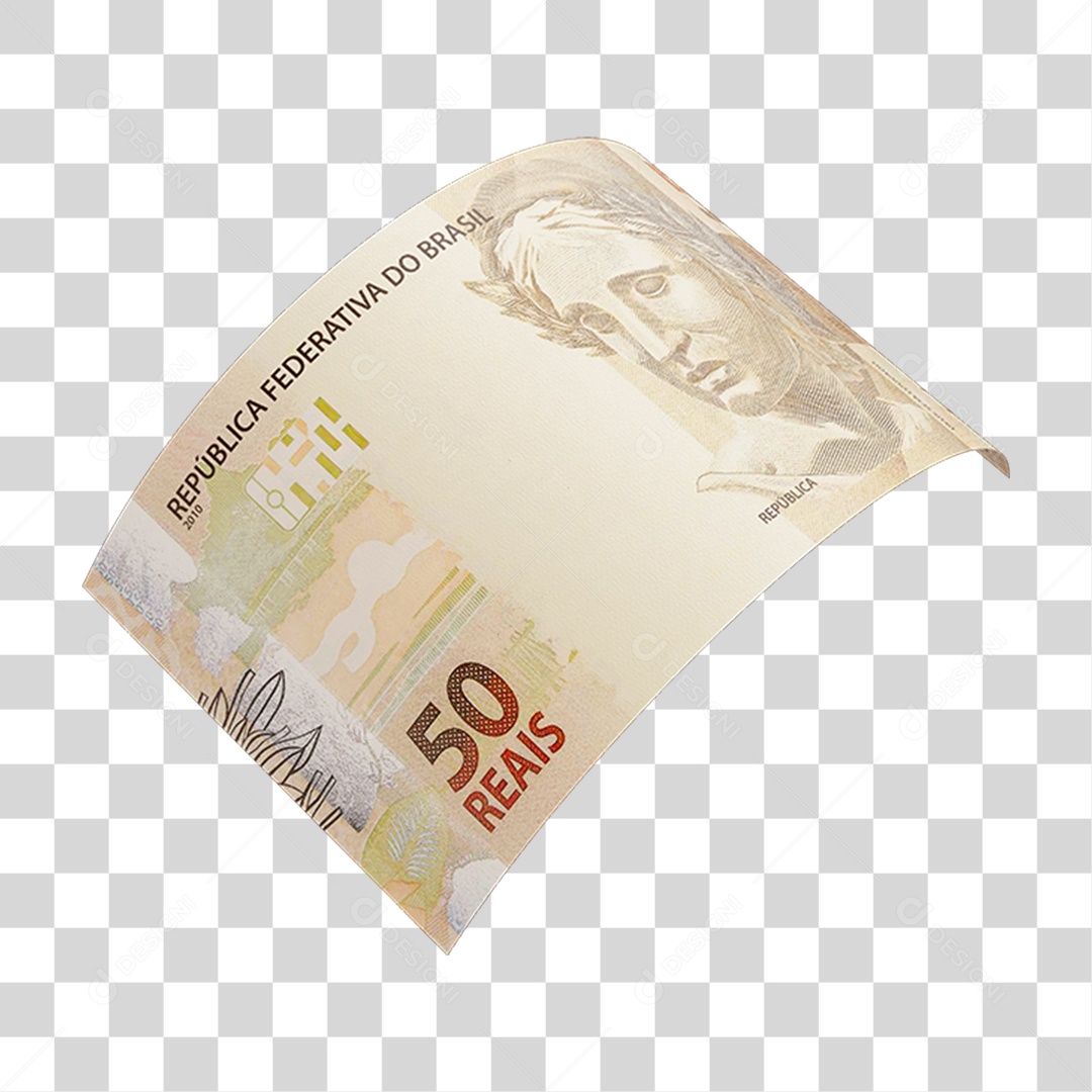 Cédula Nota Dinheiro de 50 Reais Real Brasileiro PNG Transparente