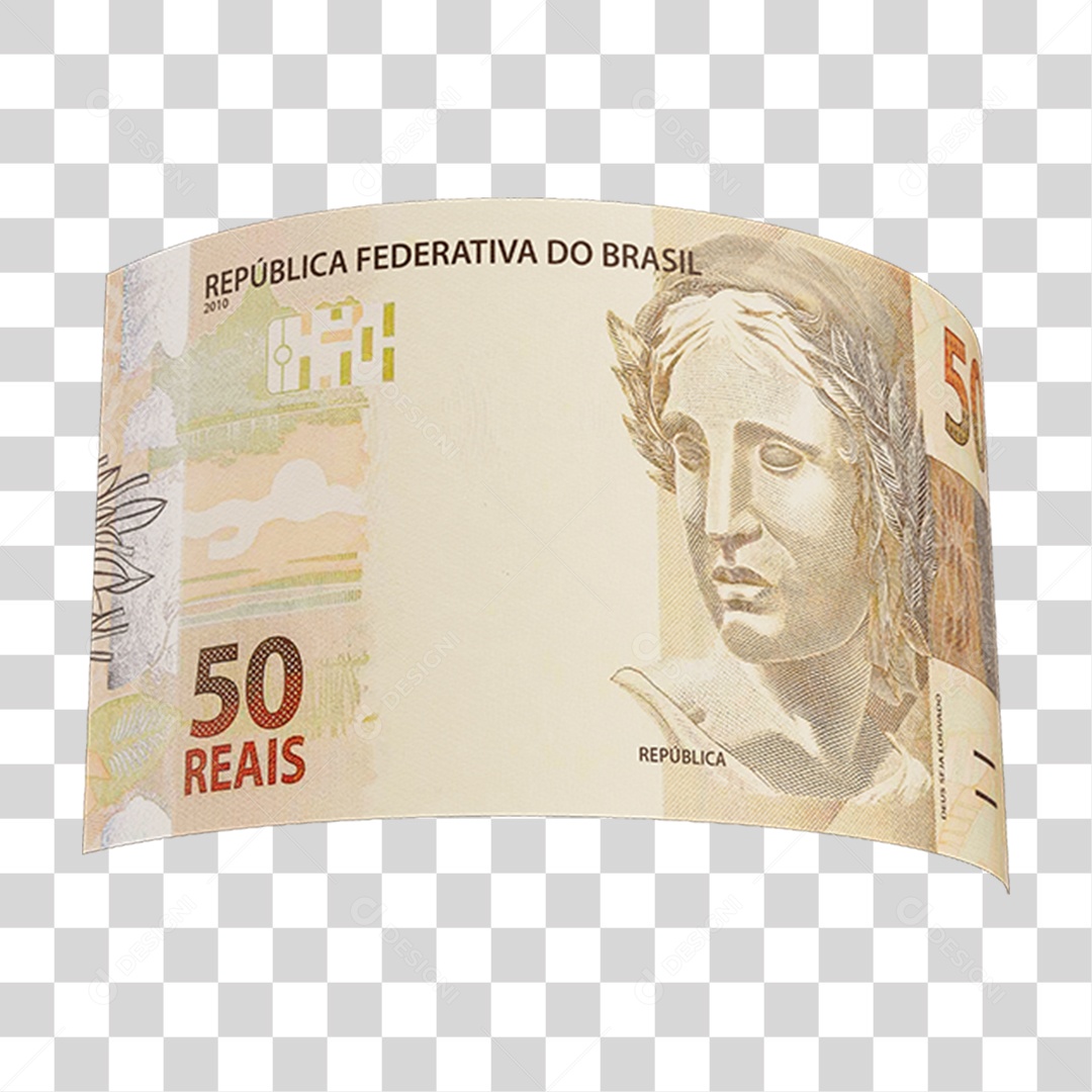 Cédula Nota Dinheiro de 50 Reais Real Brasileiro PNG Transparente