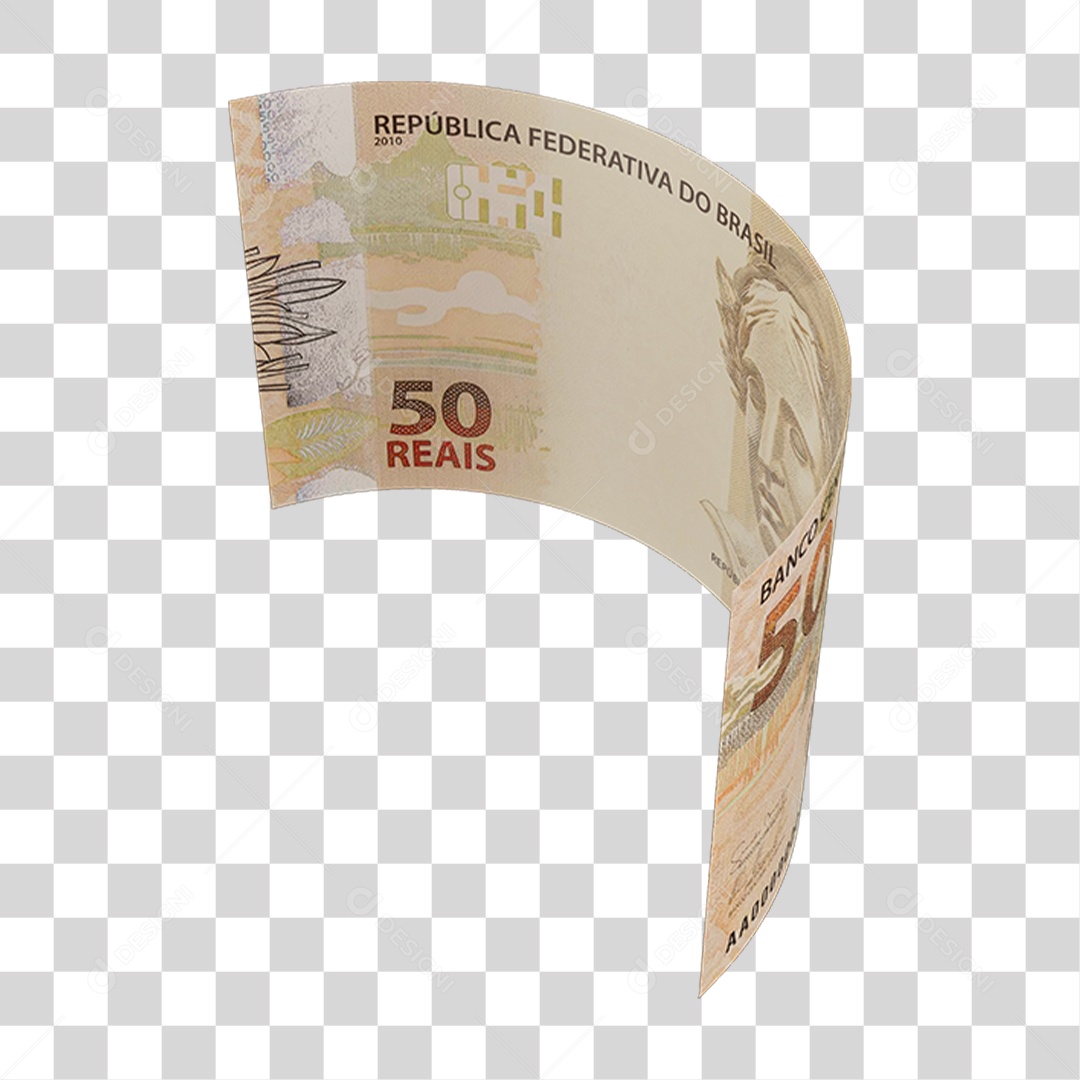 Cédula Nota Dinheiro de 50 Reais Real Brasileiro PNG Transparente