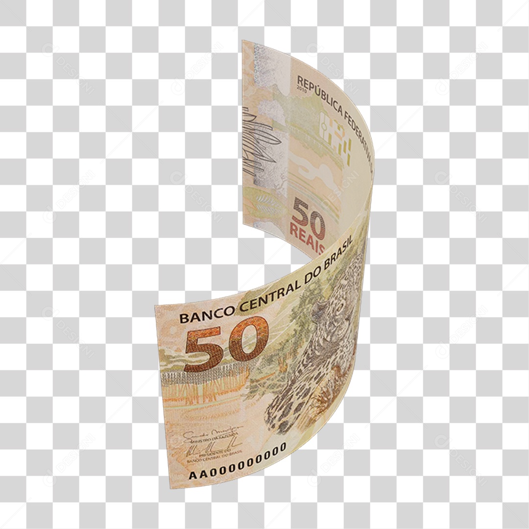 Cédula Nota Dinheiro de 50 Reais Real Brasileiro PNG Transparente