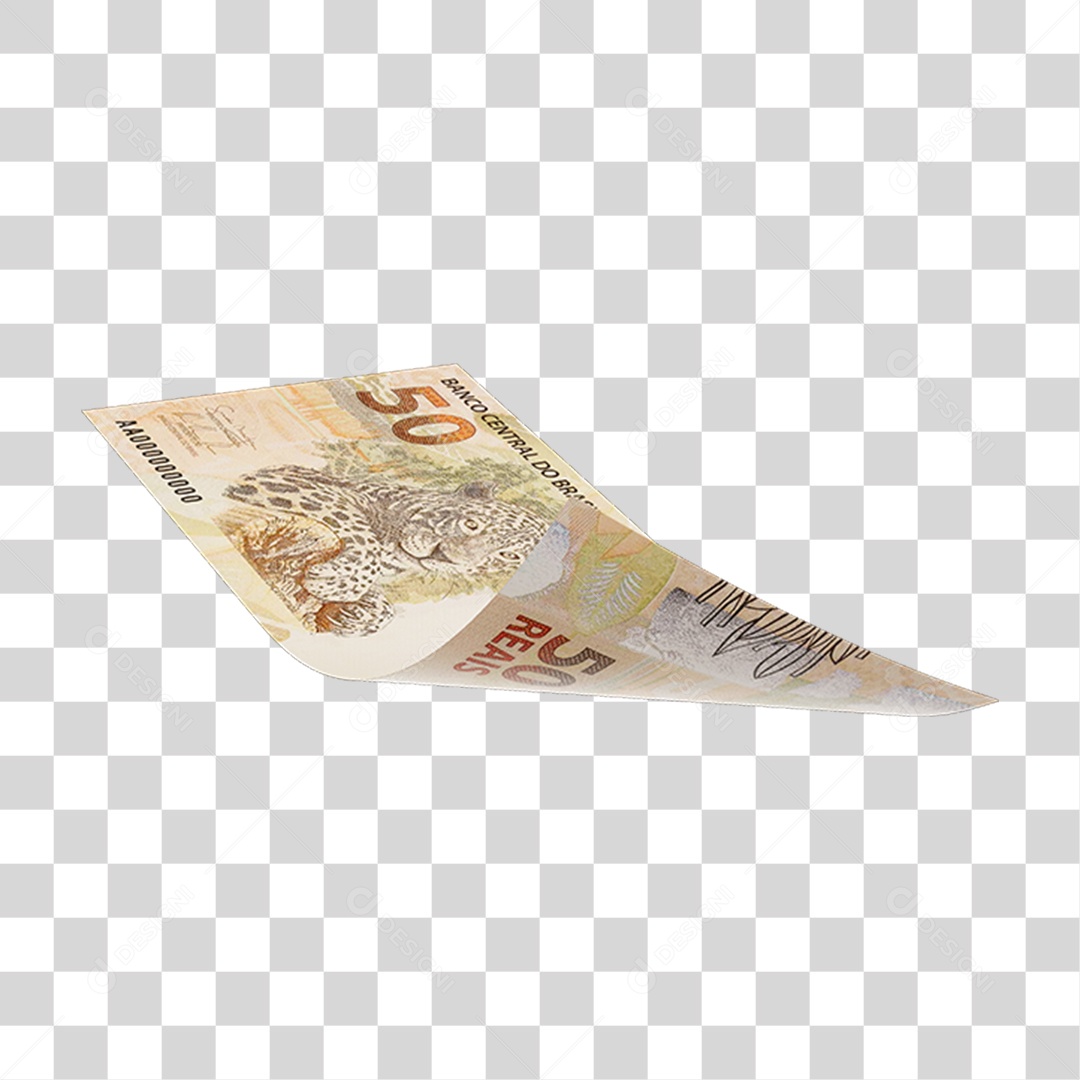 Cédula Nota Dinheiro de 50 Reais Real Brasileiro PNG Transparente