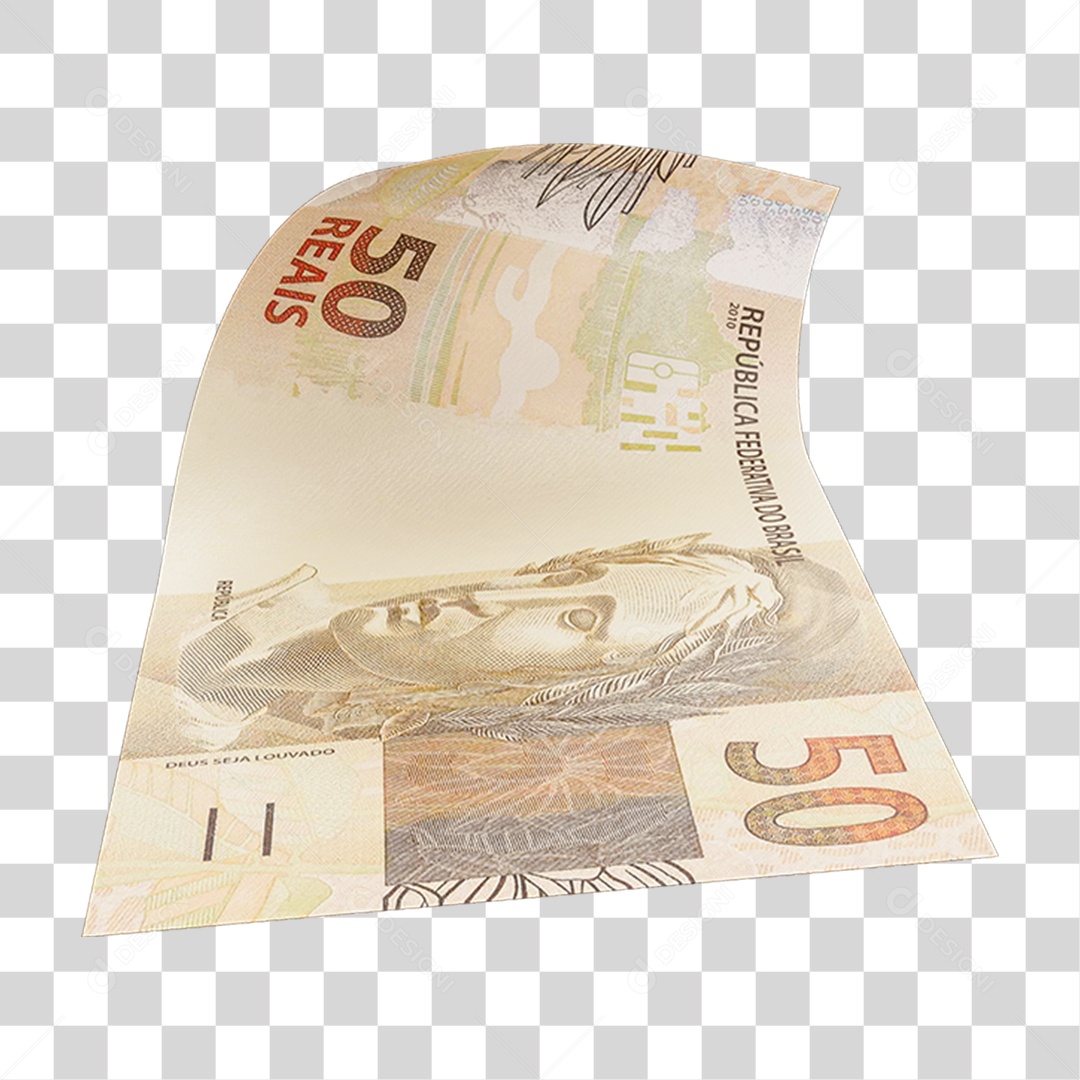 Cédula Nota Dinheiro de 50 Reais Real Brasileiro PNG Transparente