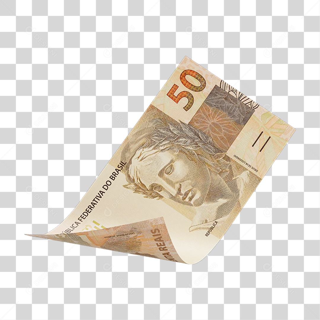 Cédula Nota Dinheiro de 50 Reais Real Brasileiro PNG Transparente