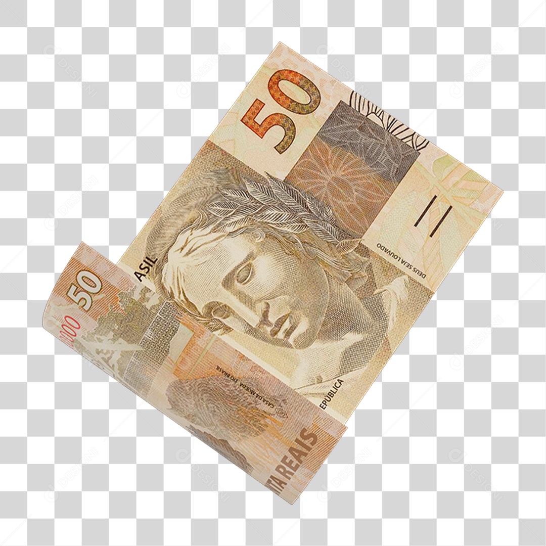 Cédula Nota Dinheiro de 50 Reais Real Brasileiro PNG Transparente