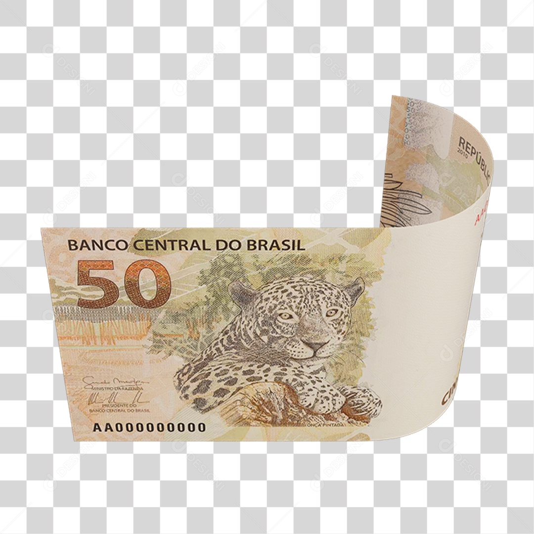 Cédula Nota Dinheiro de 50 Reais Real Brasileiro PNG Transparente