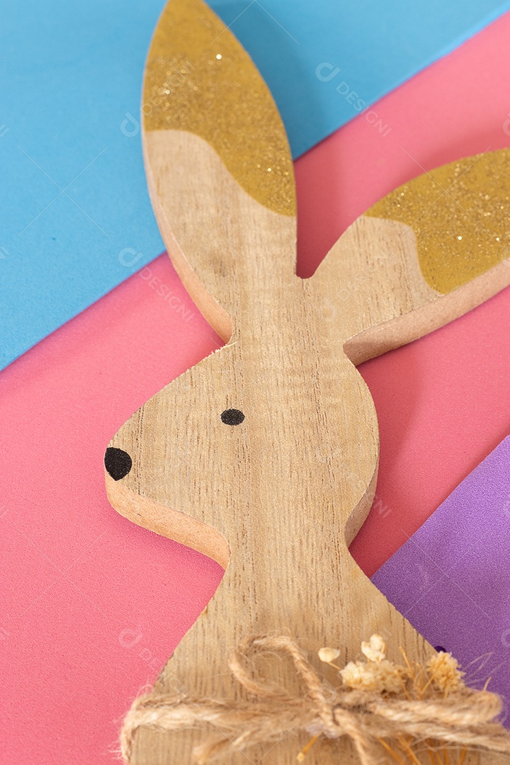 Coelhinho da páscoade madeira e pintado
