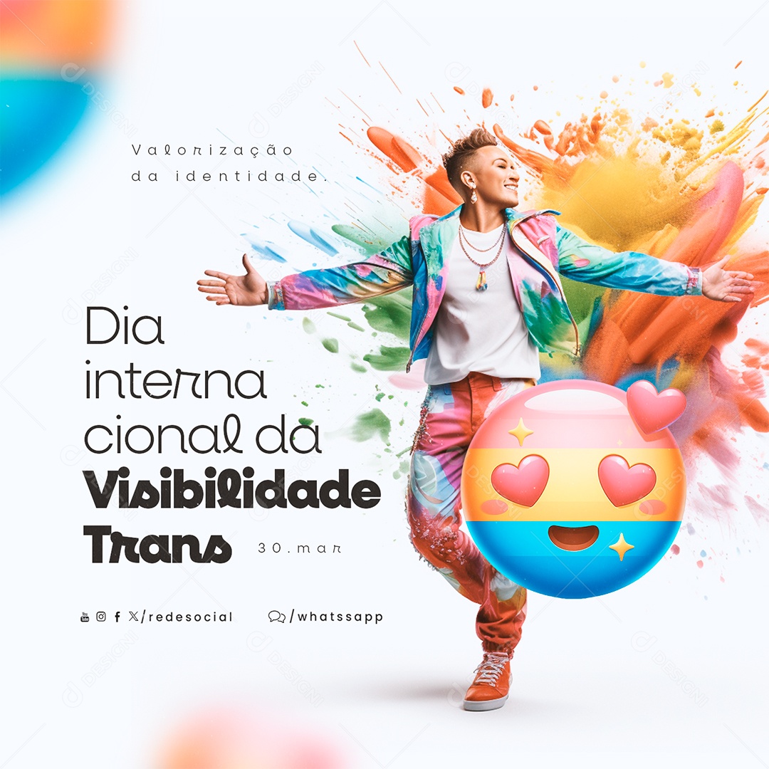 Dia Nacional da Visibilidade Trans 30 de Março Social Media PSD Editável