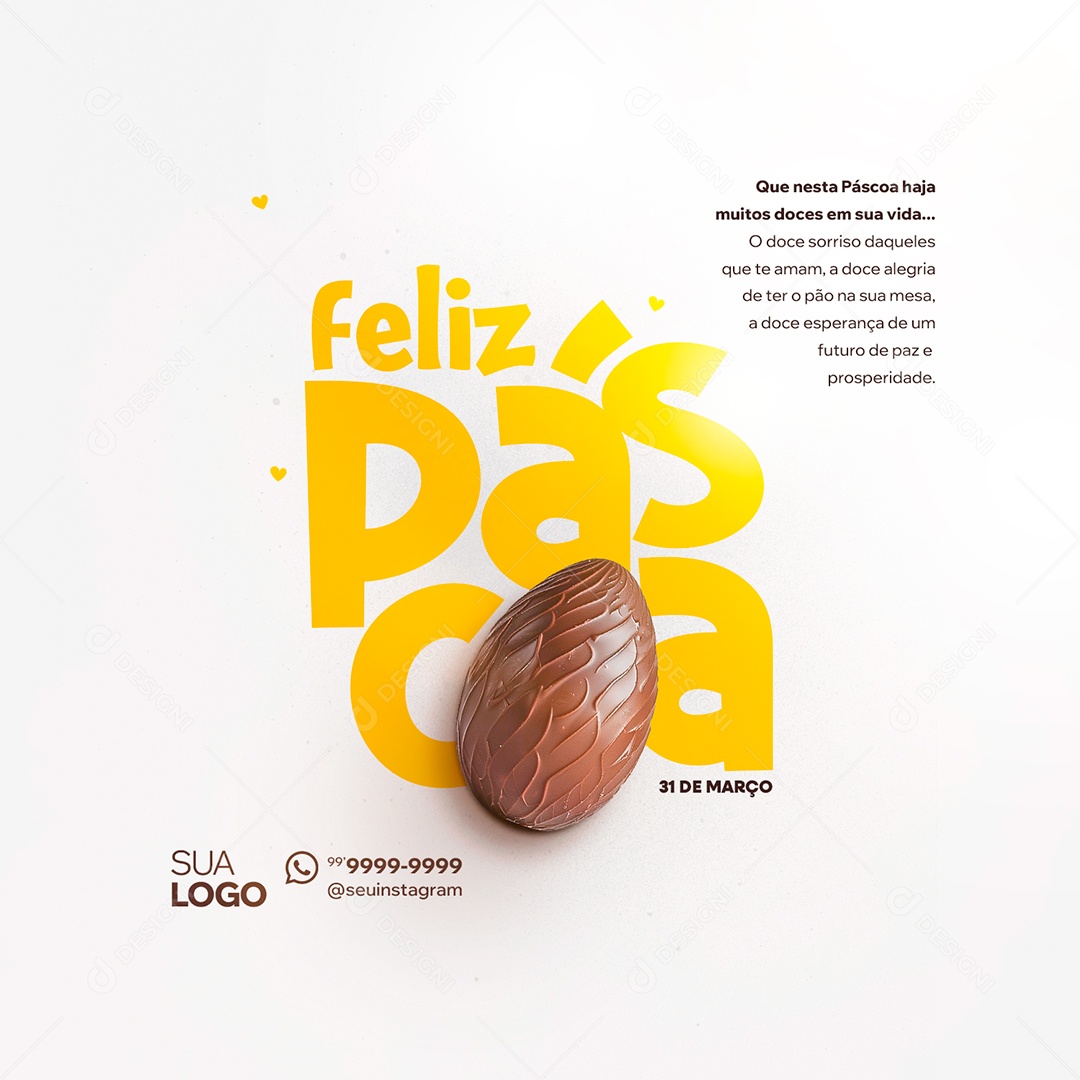 Social Media Feliz Páscoa 31 de Março PSD Editável