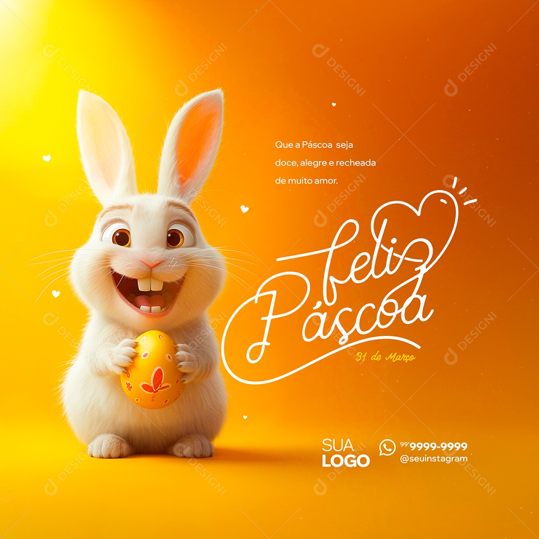 Feliz Páscoa 31 de Março Seja Doce Alegre e Recheada Social Media PSD Editável