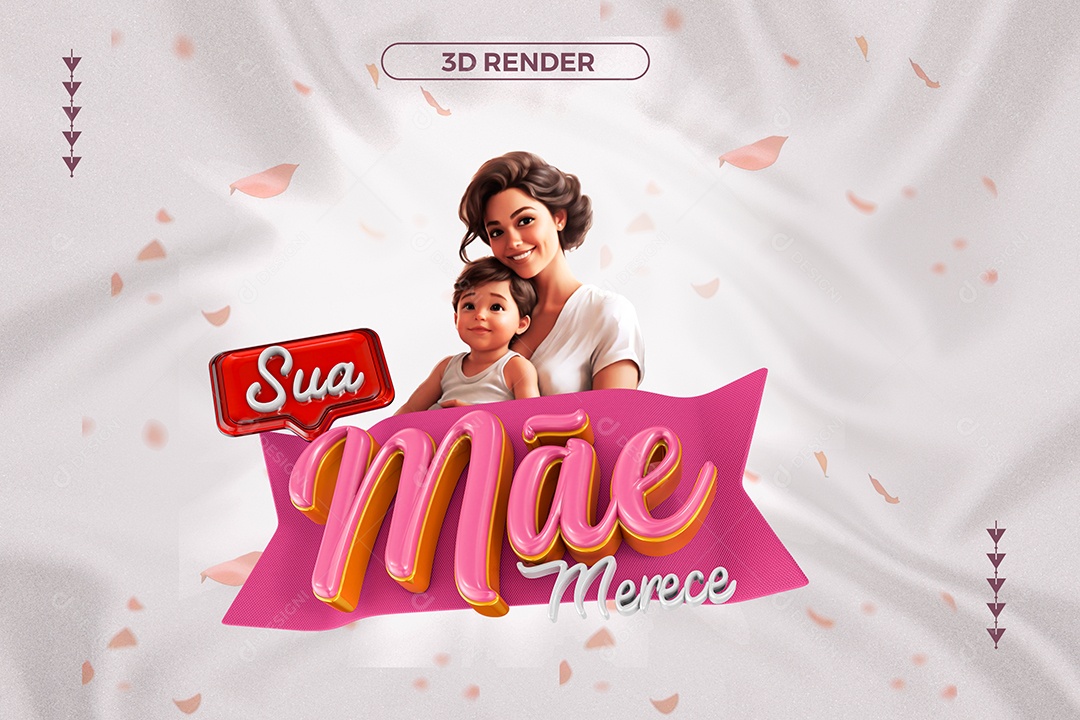 Your Mother Deserves Red and Pink 3D Stamp for PSD Composition