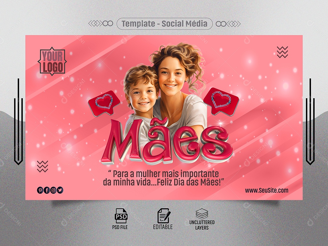 Banner Dia das Mães 12 de Maio A Mulher mais Importante da Minha Vida Social Media PSD Editável