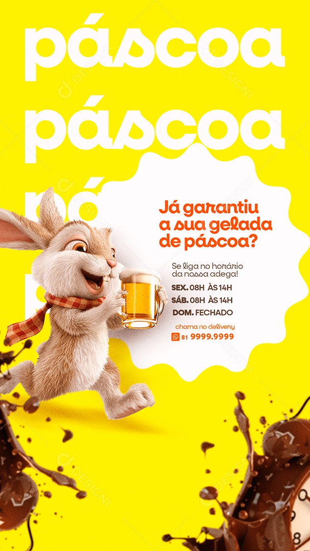 Story Comunicado Páscoa Se liga no Horário da nossa Adega Social Media PSD Editável