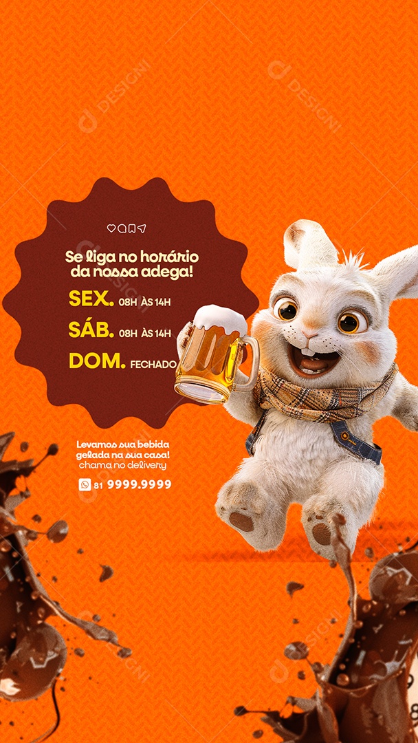 Story Social Media Páscoa Comunicado Se liga no Horário da nossa Adega PSD Editável